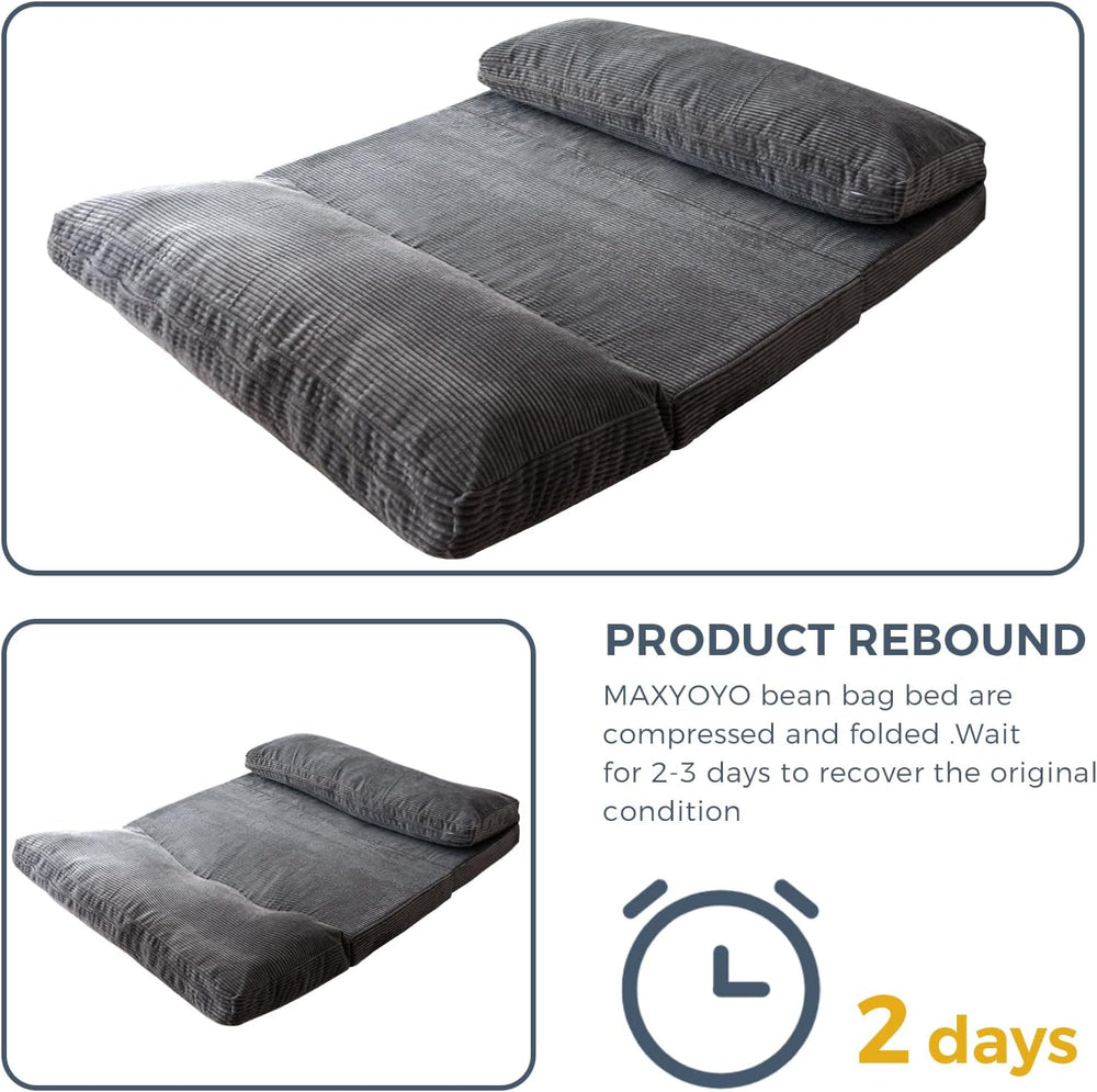 MAXYOYO Folding Sofa Bed, Convertible Chair Couch, Floor Bean Bag Sofa