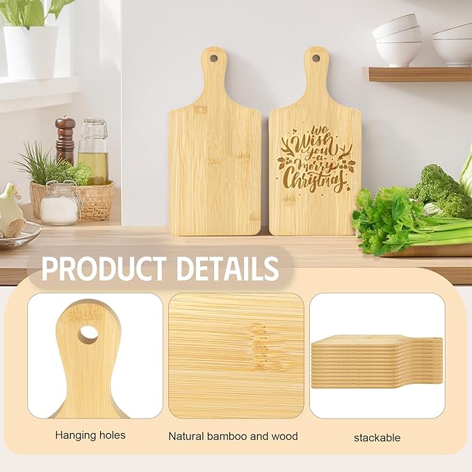30 Pcs Cutting Boards with Handle 11" x 5" Wood Chopping Board Bulk Charcuterie - Image 3