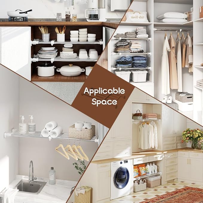 Hershii Tension Shelf Expandable Rod Closet System Heavy Duty Clothes Hanger - Image 6