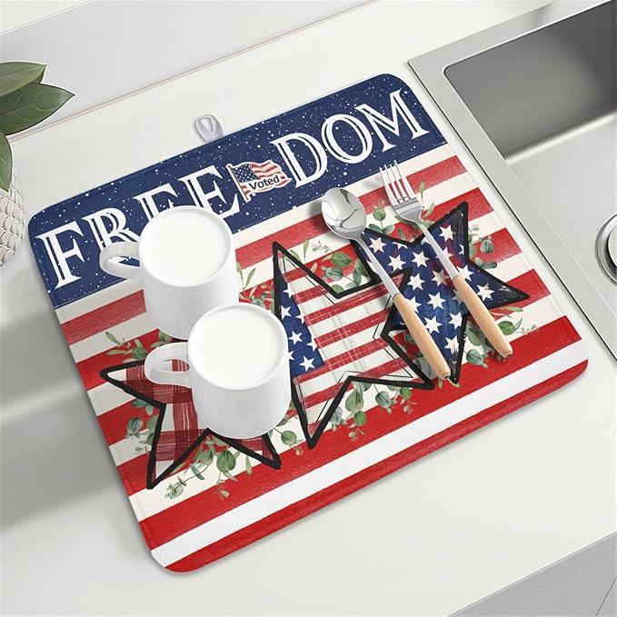 4th of July Dish Drying Mat 18x16 Inch, Patriotic Drying Mat - Image 8