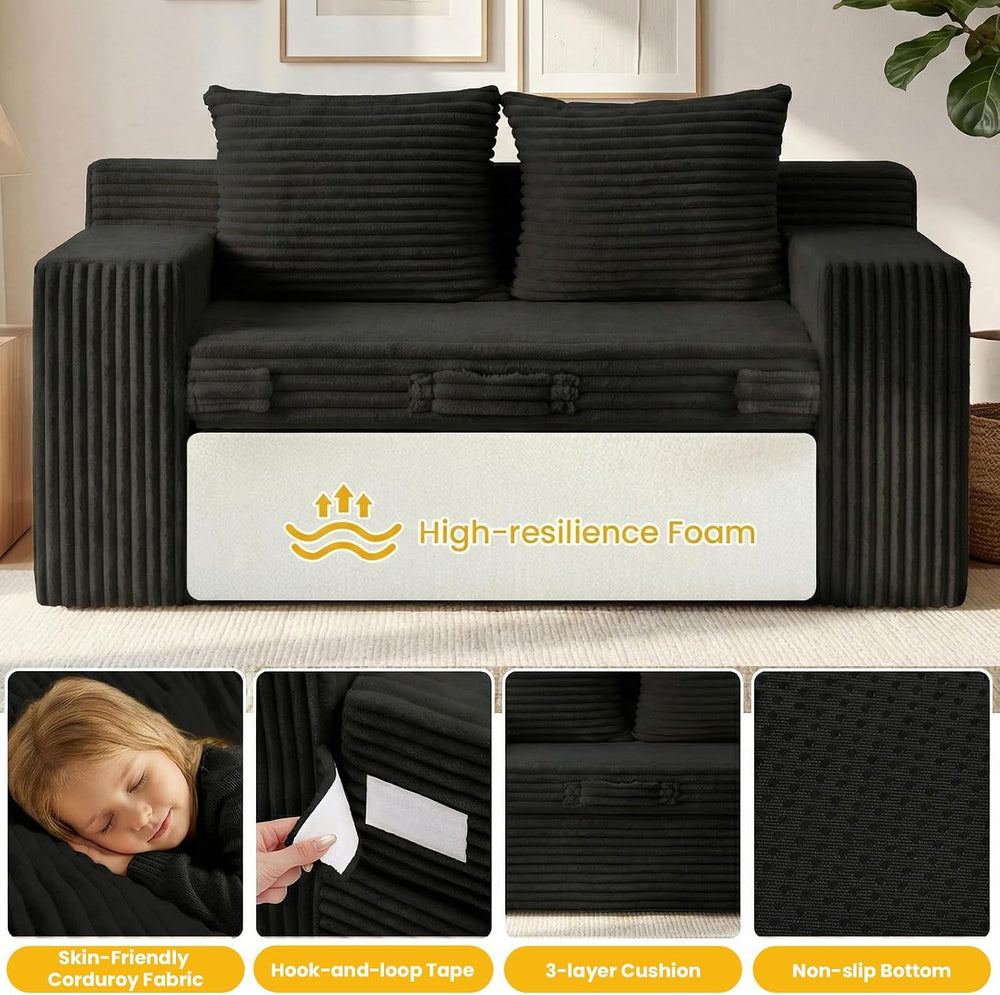 Boneless Couch,Boneless Loveseat Sleeper Sofa Bed – 3-in-1 Convertible Couch ...
