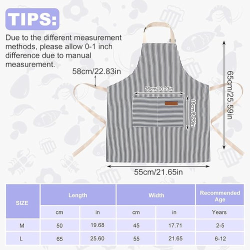 2 Pack Stripes Kids Apron, Kids Cooking Aprons - Image 2