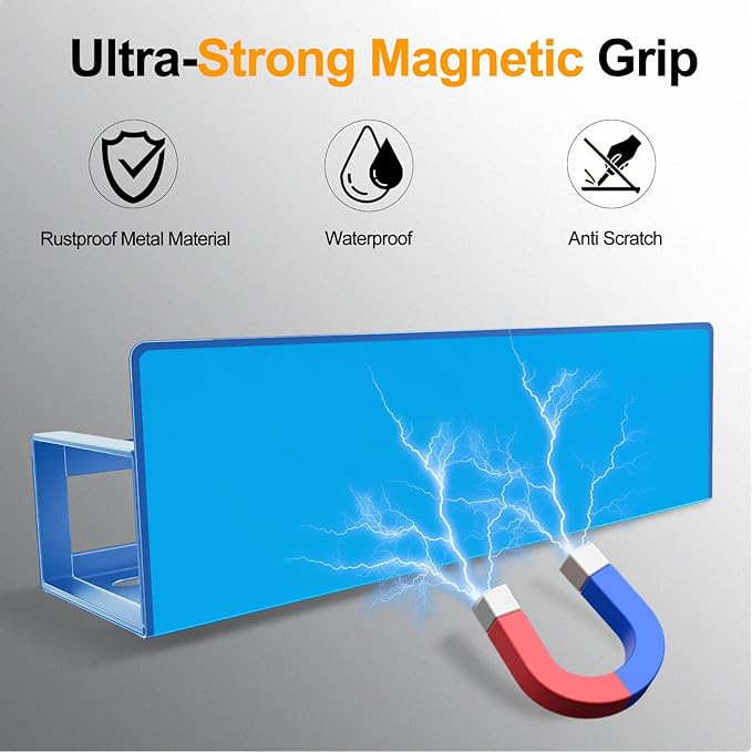 Magnetic Spice Rack for Refrigerator, 4 Pack Metal Magnetic Shelf Organizer for - Image 3