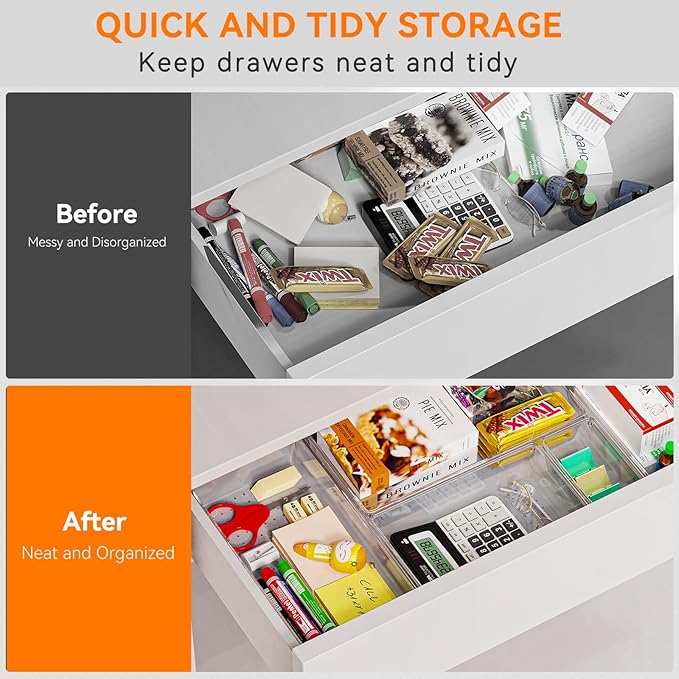 Criusia 21 Pack Large Clear Plastic Drawer Organizer Trays | BPA-Free Acrylic - Image 6