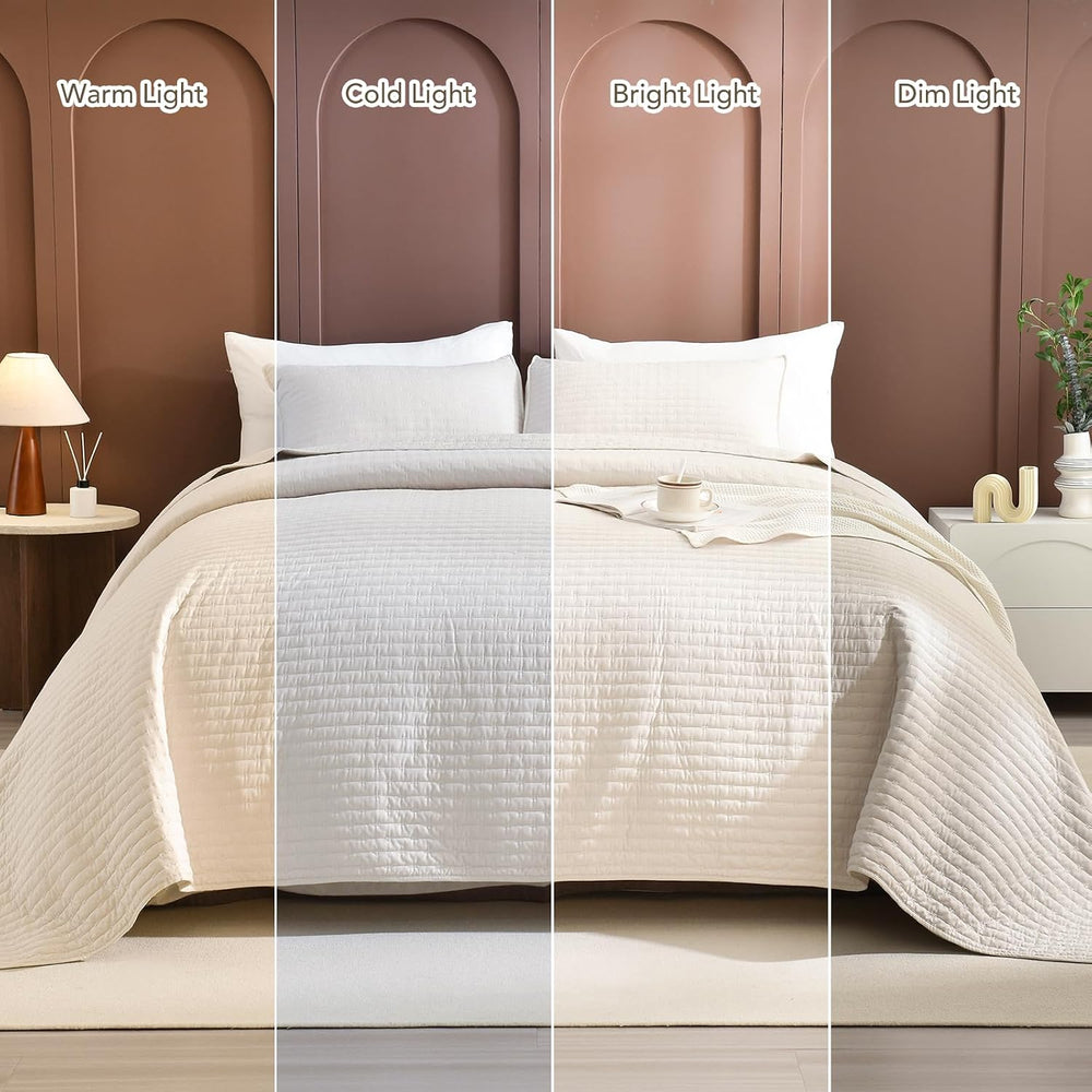 Lady Ann Oversized California King Size 120x120 Bedspread Set, 3pcs Extra Lar...