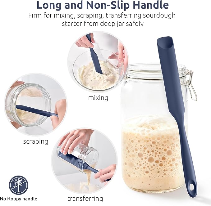 U-Taste Silicone Jar Spatula for Sourdough Starter: Long Skinny Food-Grade Jam - Image 3