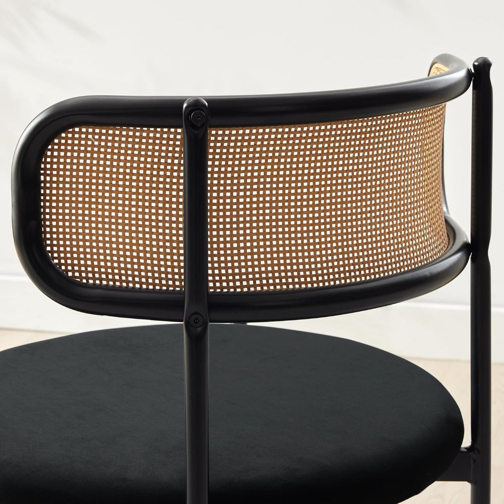 Rattan Dining Chairs Set of 2, Velvet Mid-Century Modern Upholstered Dining C...