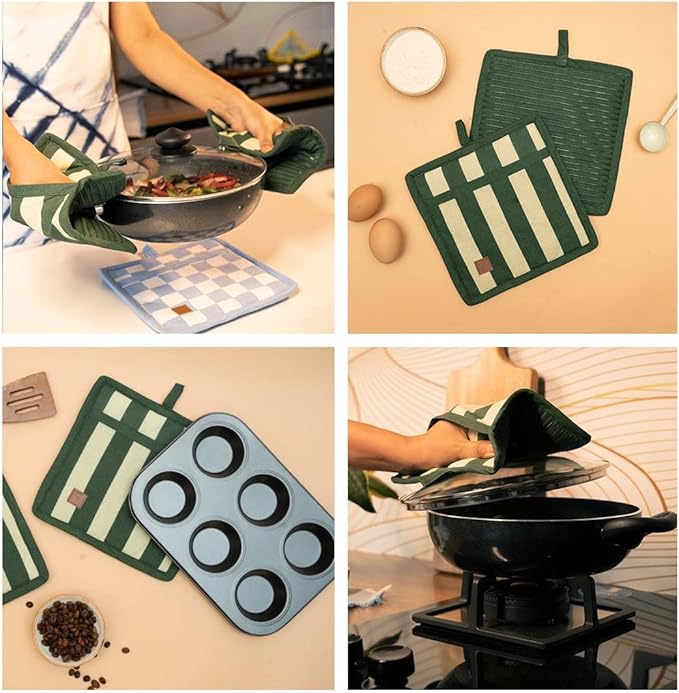 Folkulture Pot Holders for Kitchen | Pack of 2 Ribbed Soft Silicone Hot Pads - Image 7