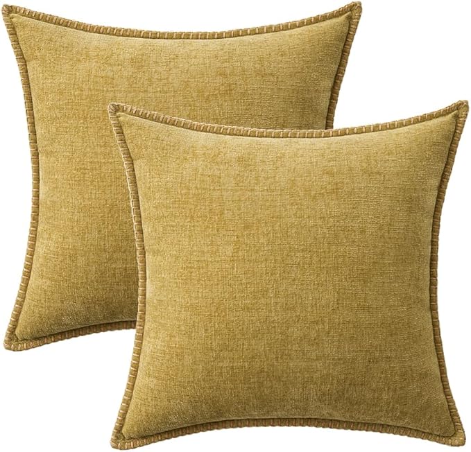MIULEE Pack of 2 Couch Throw Pillow Covers 18x18 Inch Mustard Yellow Farmhouse - Image 6