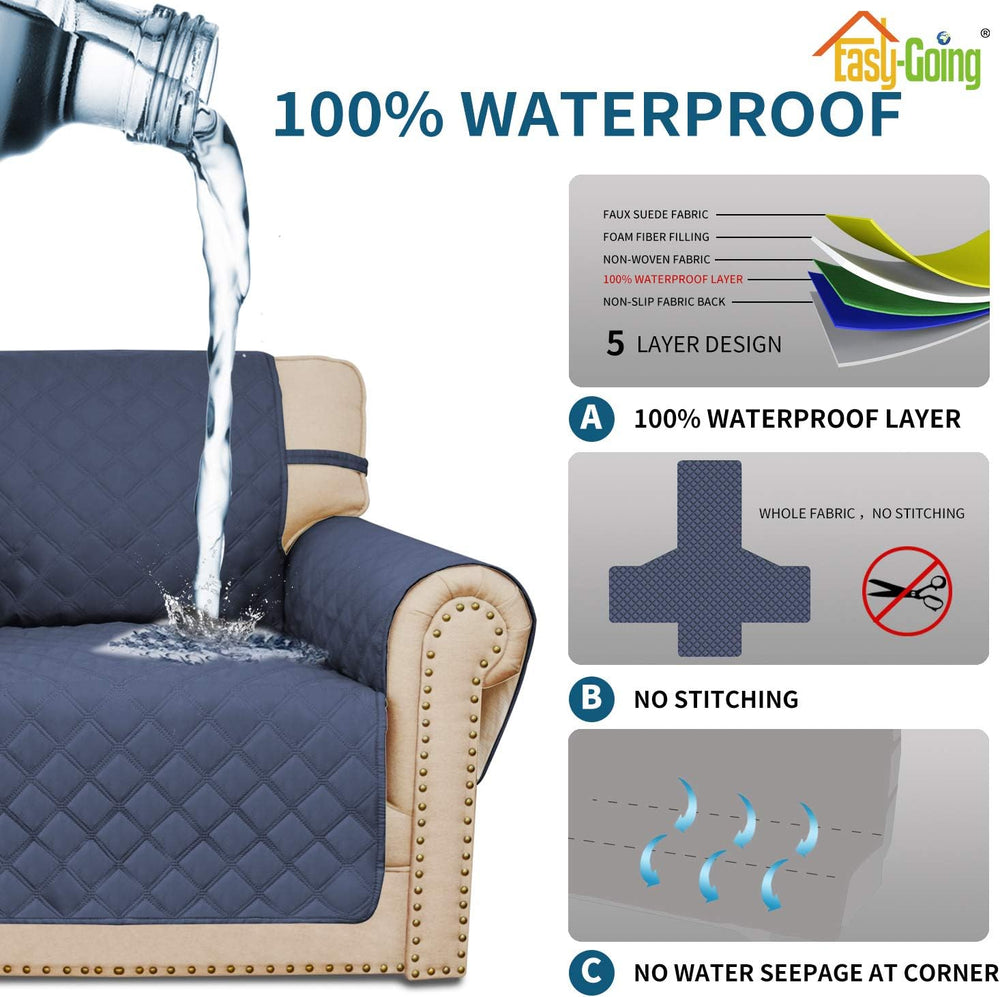 Easy-Going Waterproof Non-Slip Couch Cover, Oversized Sofa, Navy