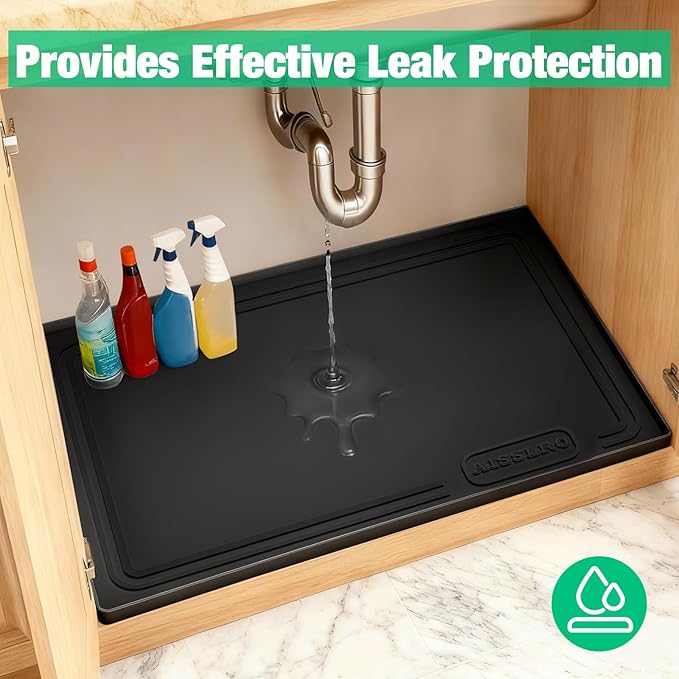 Aisslro Under Sink Mat 22" X 19", Waterproof Silicone Cabinet Organizer - Image 3