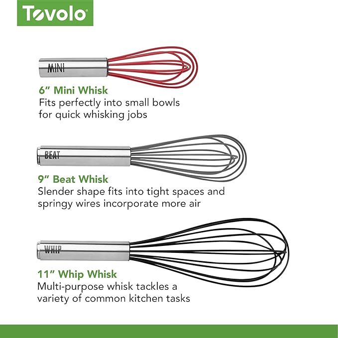 Tovolo Whisk 9 Inch Heavy Duty Silicone Wire Stainless Steel Whisker - Image 5