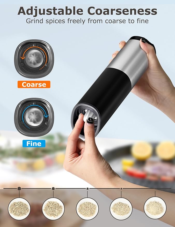 innhom Gravity Electric Salt and Pepper Grinder Set Battery Operated Salt - Image 4