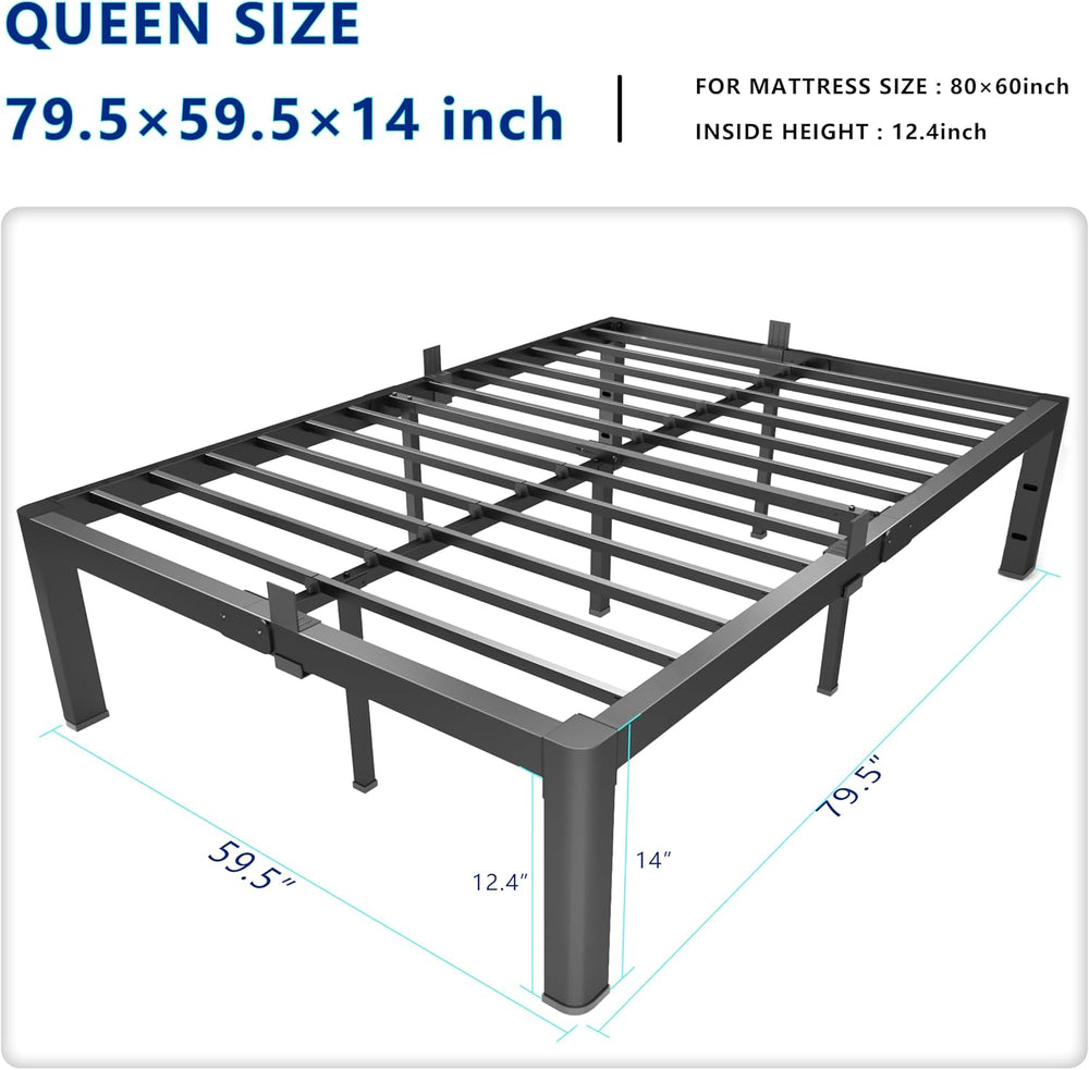 yookare 14 Inch Queen Platform Bed Frame - 3500 lbs Heavy Duty Metal Mattress...
