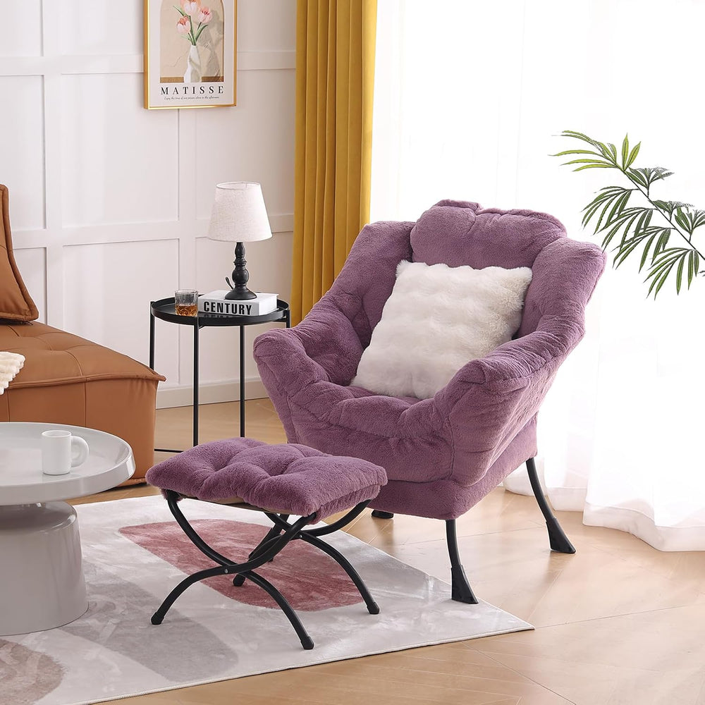 Lazy Chair with Ottoman, Comfy Reading Chair for Bedroom