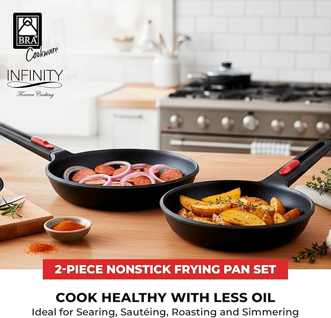 BRA COOKWARE Infinity 2-Piece Nonstick Frying Pan Set | 8 & 10.2 Inch Cast - Image 3