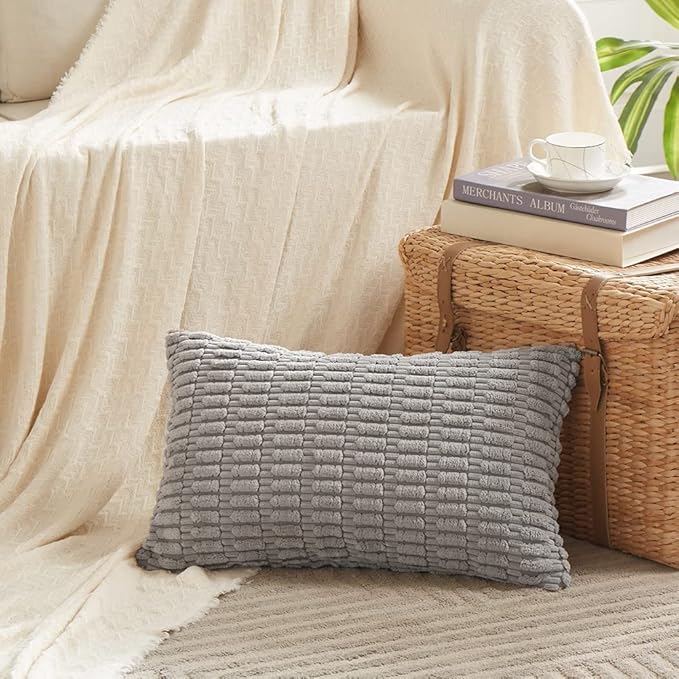 Fancy Homi 4 Packs Grey Decorative Throw Pillow Covers 12x24 Inch - Image 2