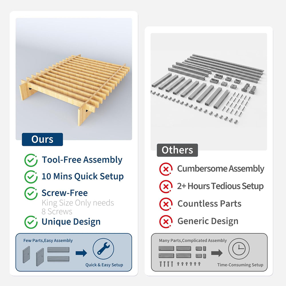 Garvee Twin Size Wood Platform Bed Frame - Easy Assembly in Minutes