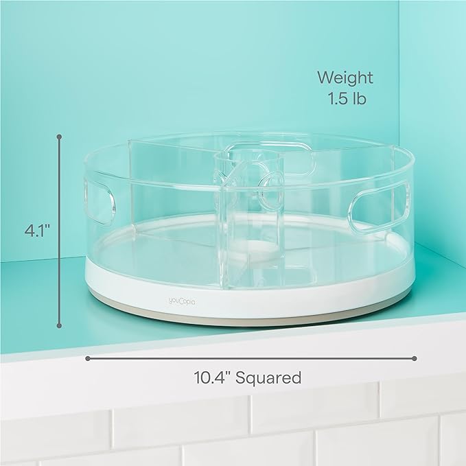 YouCopia Crazy Susan Lazy Susan Organizer, 3 BPA-Free Removable Clear Bins - Image 4