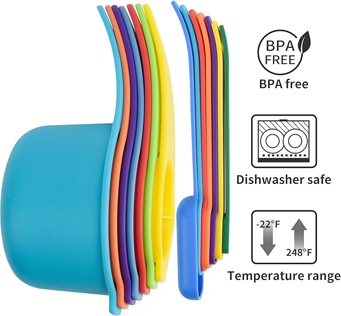 Measuring Cups and Spoons Set 15, 7 Plastic Measuring Cup Set, 7 Spice Long - Image 4