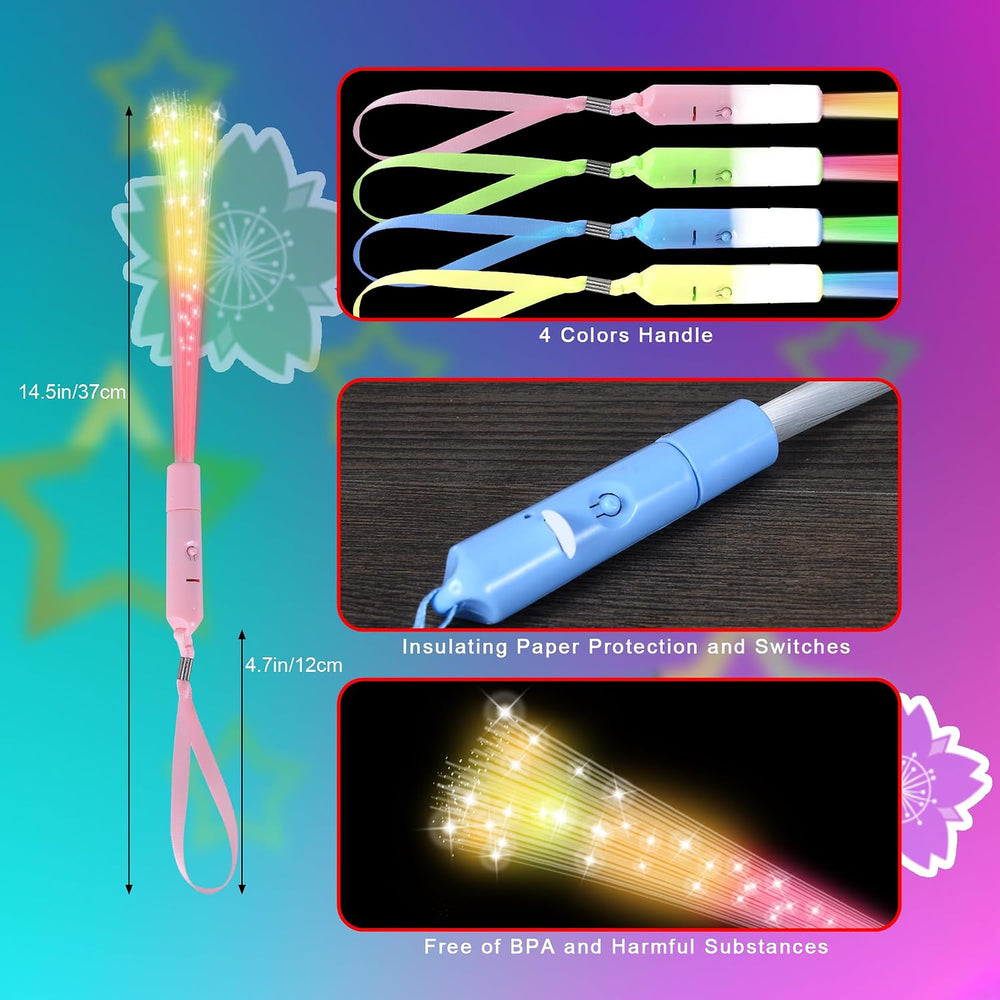 100 PCS Fiber Optic Wand,Glow Fiber Optic Wands,Glow in the Dark Party,Glow W...