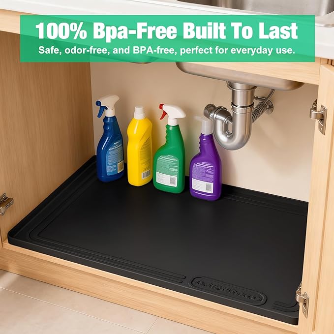 Aisslro Under Sink Mat 22" X 19", Waterproof Silicone Cabinet Organizer - Image 9