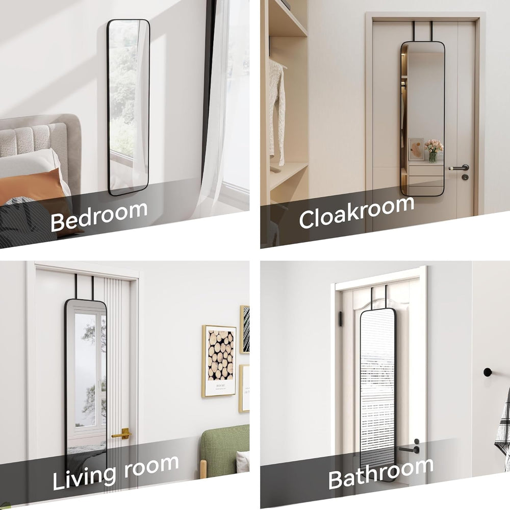 SCWF-GZ 47x14 Mirror Rectangle Full Body Length Door Hanging Wall Mounted Met...