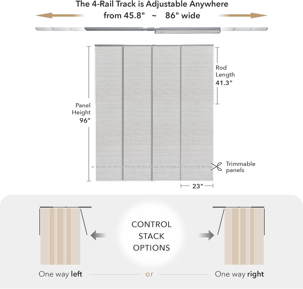 GoDear Design Natural Woven Light Filtering Panel Track Blinds, Marble