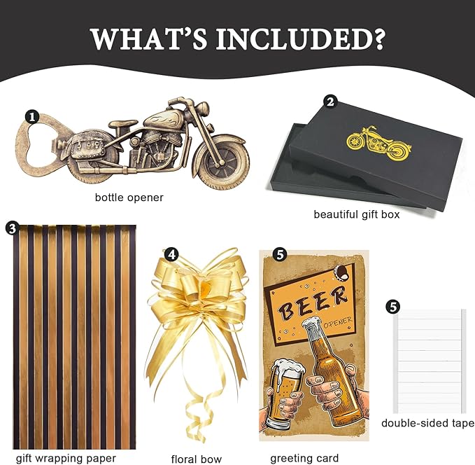 Motorcycle Beer Gifts for Men, Vintage Motorcycle Bottle Opener - Image 5