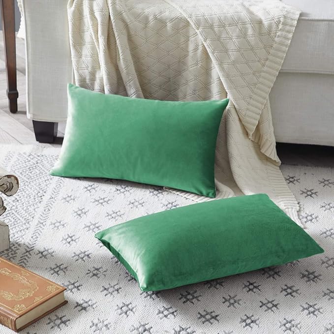 GIGIZAZA Mint Turquoise Velvet Decorative Throw Pillow Covers 12x20 - Image 4