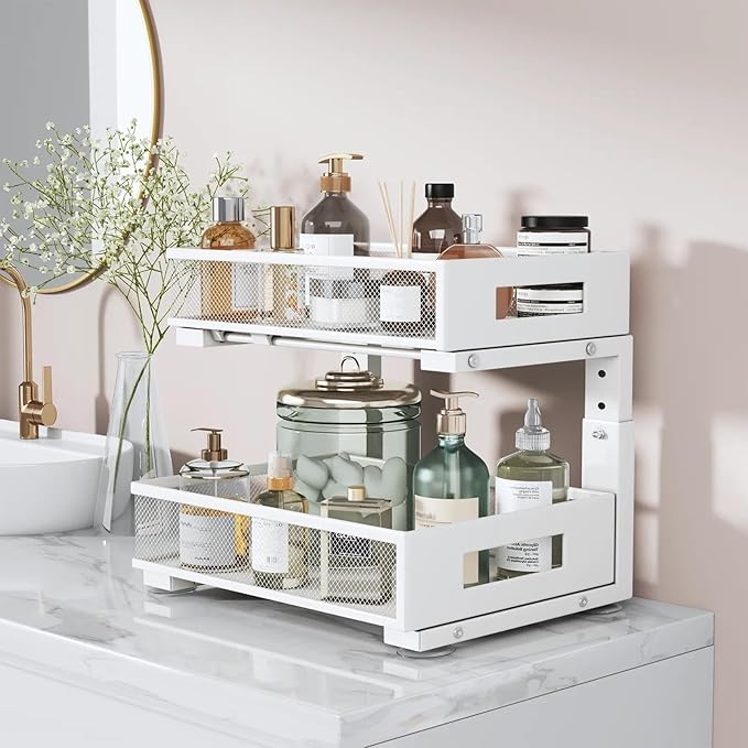 Under Sink Organizer, 2-Tier Dual Pull Out Cabinet Organizer Drawers - Image 6