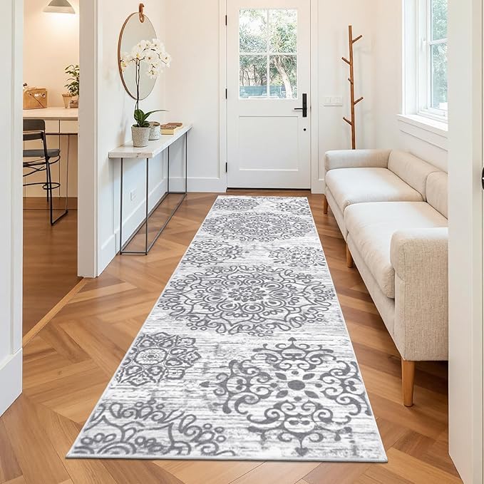 HEBE Hallway Runner Rug 3'x12' Washable Vintage Distressed Area Rugs Non Slip - Image 8
