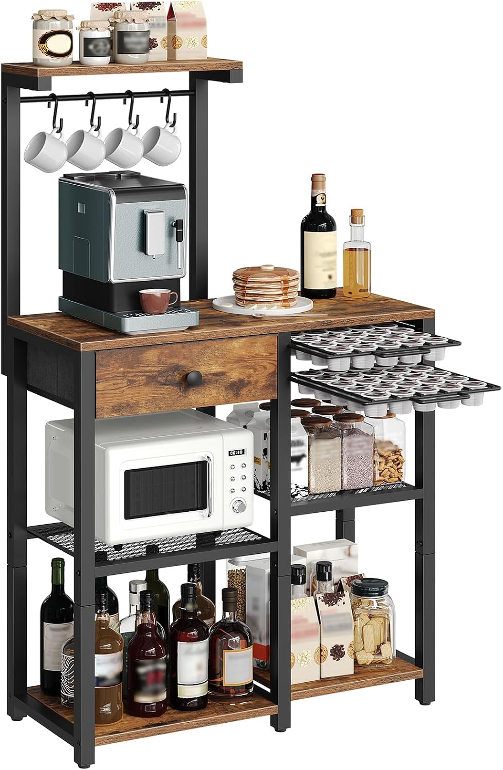 YATINEY Bakers Rack with Storage, 5-Tier Coffee Bar Station with Drawer, Kitc...