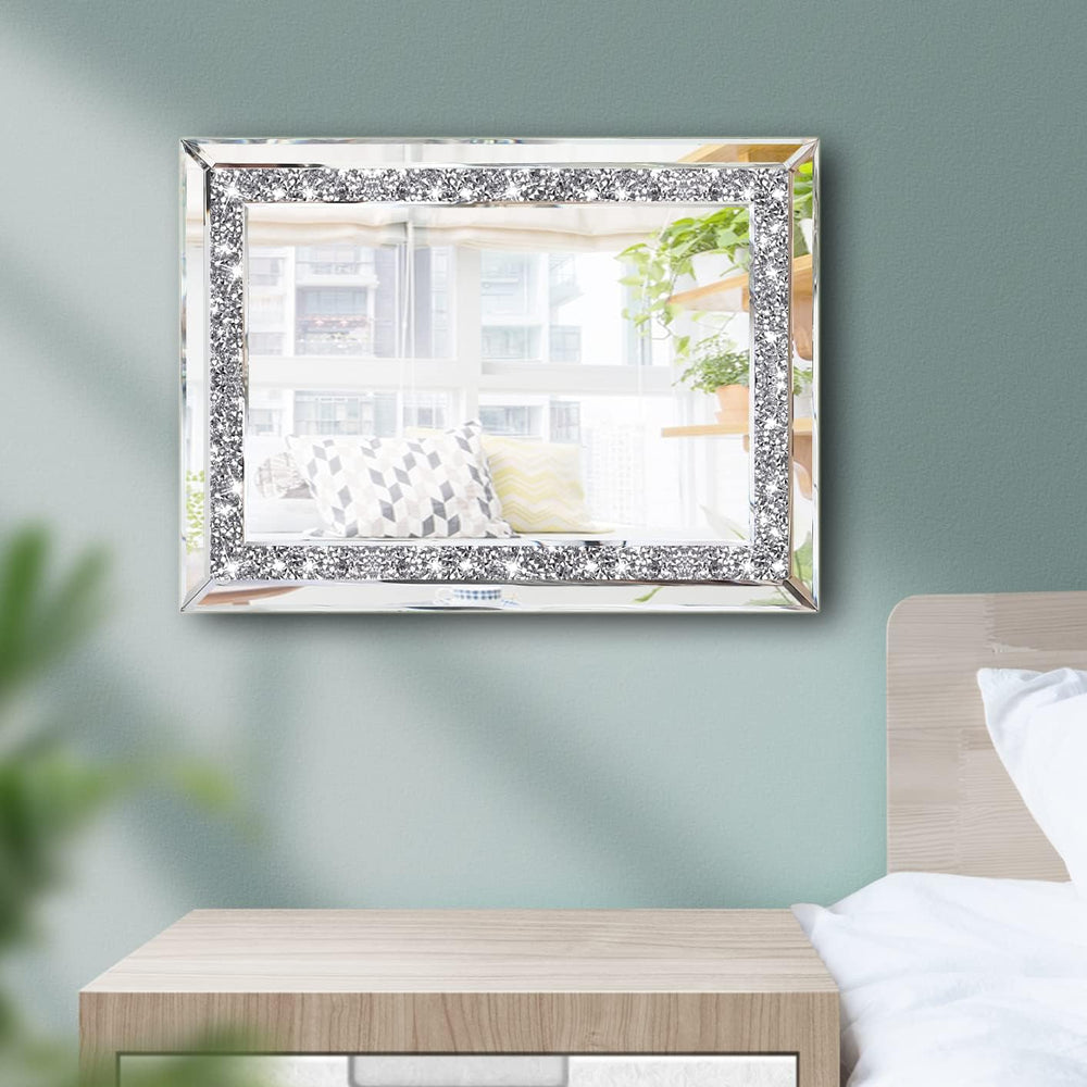 ZOLAPI 2PCS Crystal Rhinestone Diamond Wall Mirror.Brilliant Hand-Spliced Gla...
