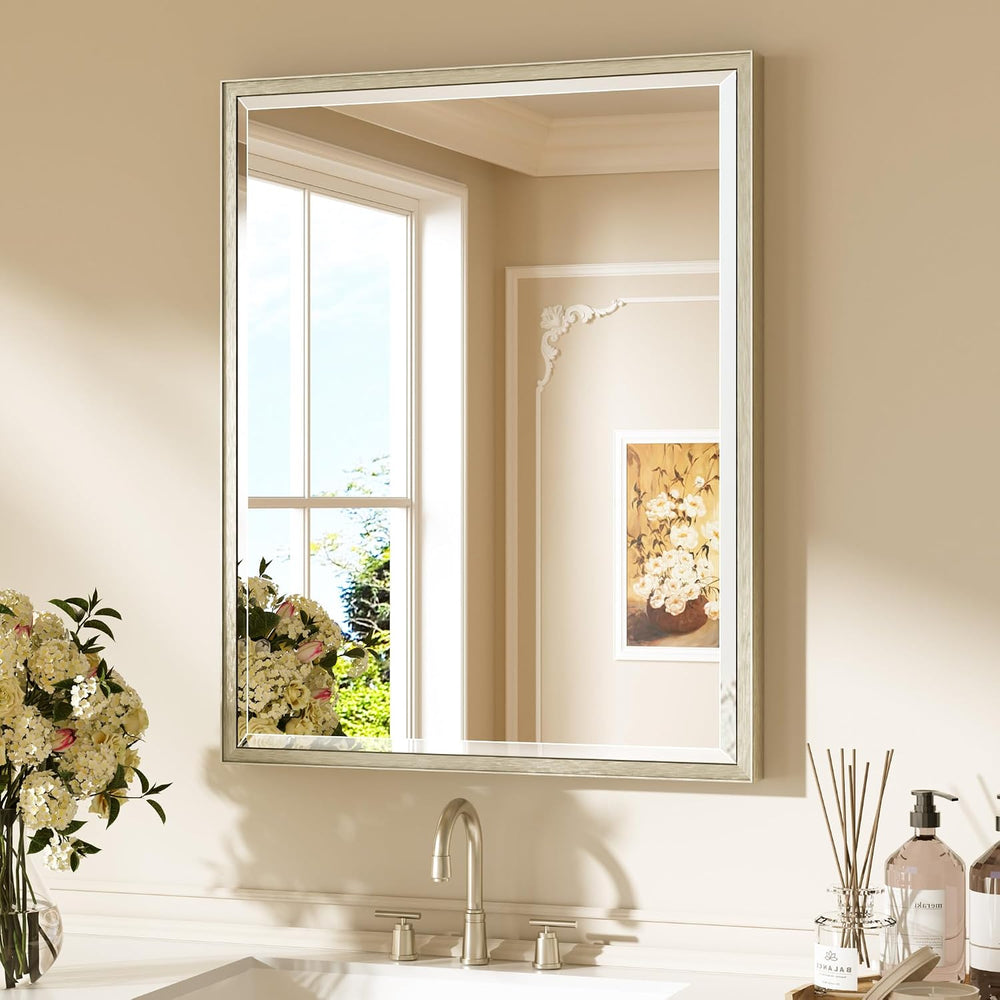 Keonjinn Brushed Nickel Bathroom Mirrors for Over Sink 24" x 30", R...