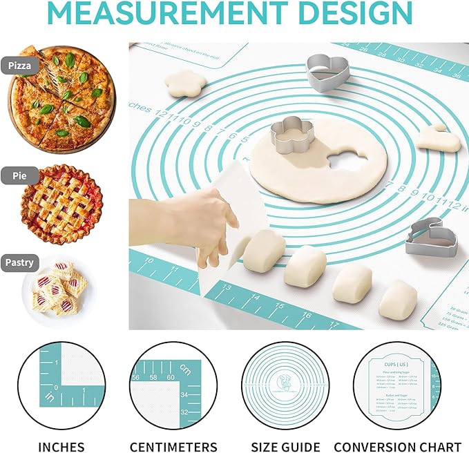Non Stick Silicone Pastry Mat for Dough Rolling, Silicone Baking Mat - Image 4
