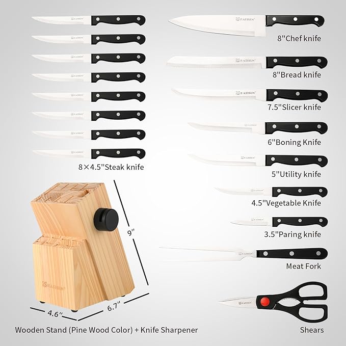 19-Piece Knife Set, German Steel, Durable and Dishwasher Safe, Knife Sets - Image 2
