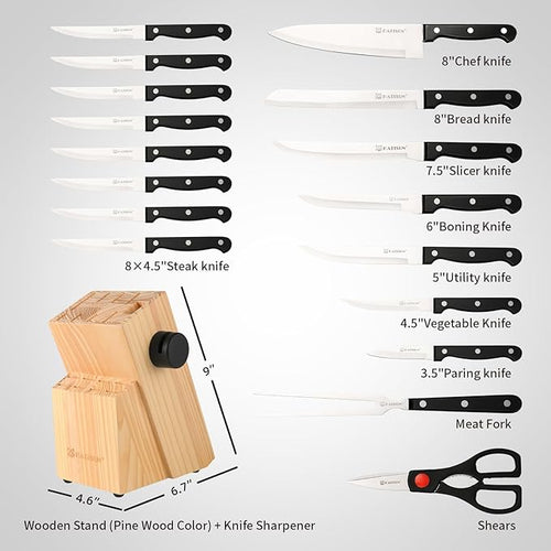 19-Piece Knife Set, German Steel, Durable and Dishwasher Safe, Knife Sets - Image 2