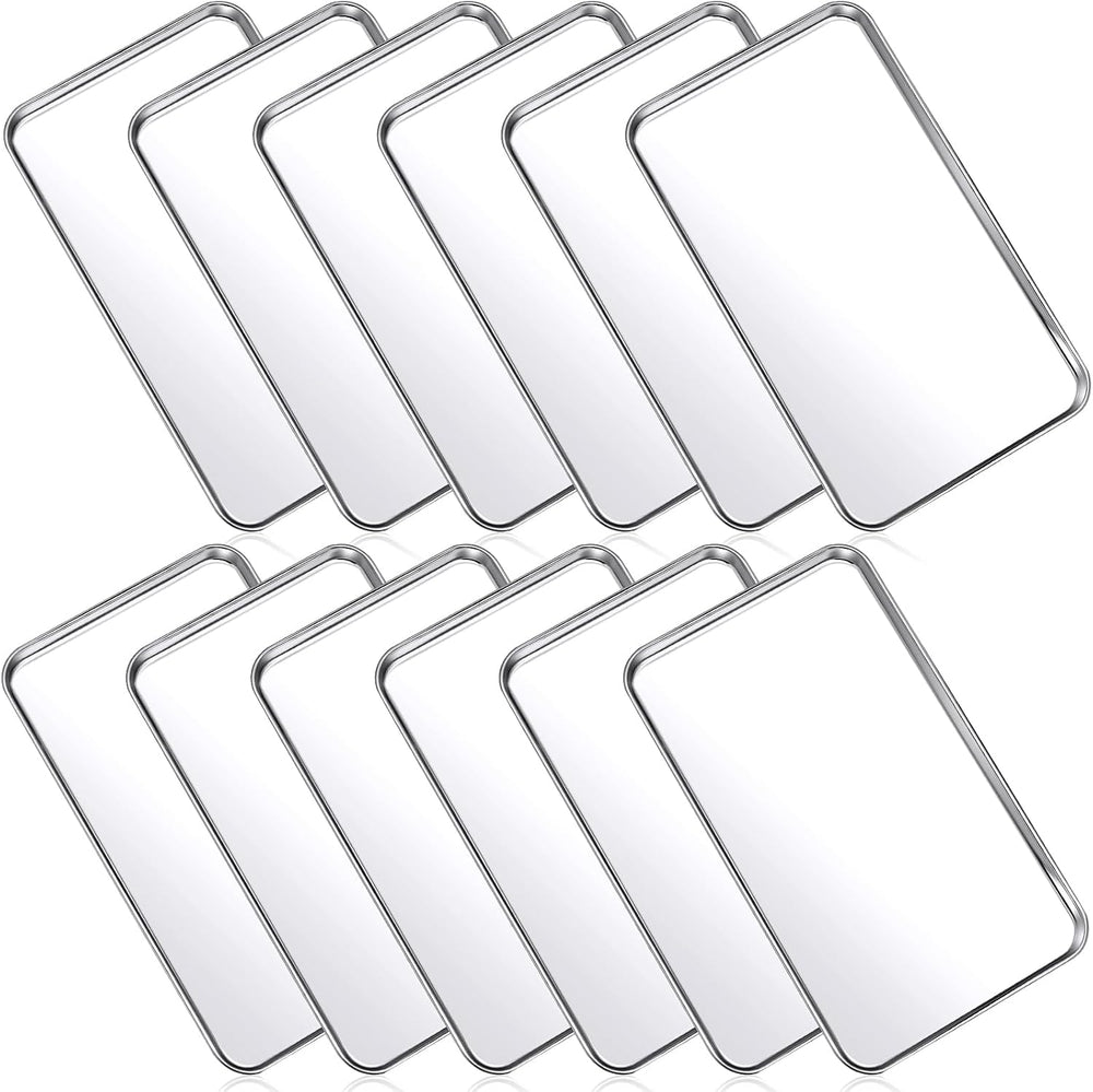 Mimorou 12 Pcs Baking Sheet Stainless Steel Cookie Small Metal Sheet Pans
