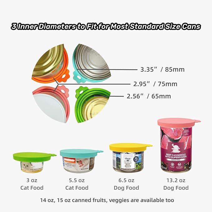 MoPawKT- Silicone Cat/Dog Food Can Covers Lids, Universal 3 Sizes Fit - Image 3