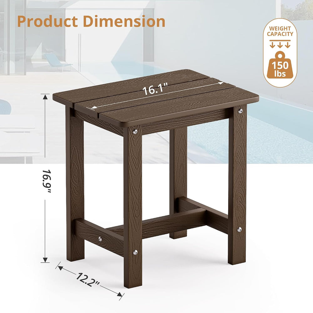 LUE BONA Outdoor Side Table, HDPS Small Outdoor Adirondack Side Tables, Outsi...