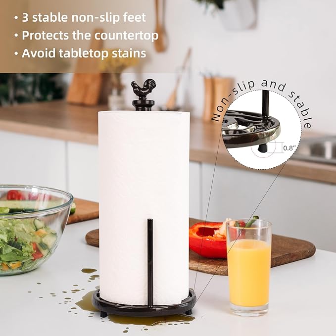 Cast Iron Rooster Paper Towel Holder