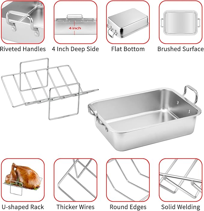 15 Inch Stainless Steel Roasting Pan - Image 4