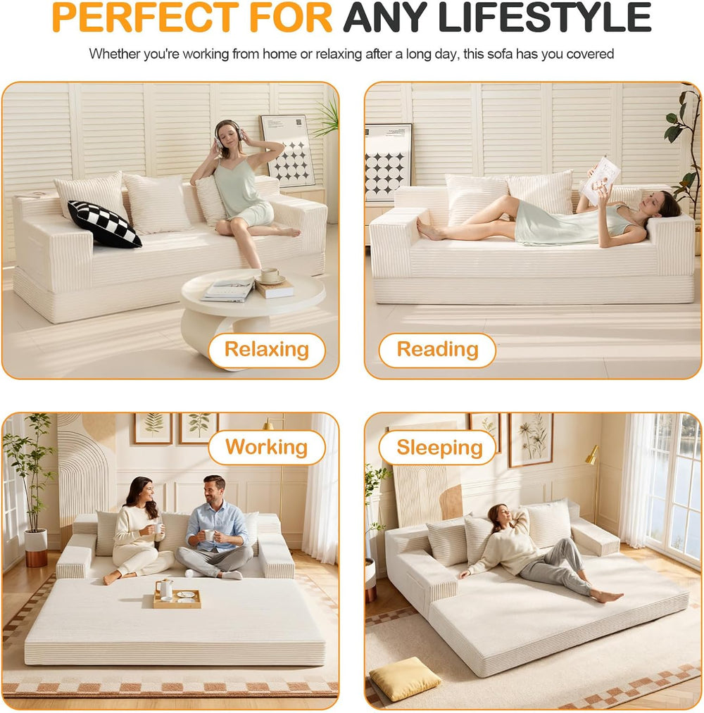 Erament Convertible Futon Sofa Bed Couch, 78'' Corduroy Folding Sofas...