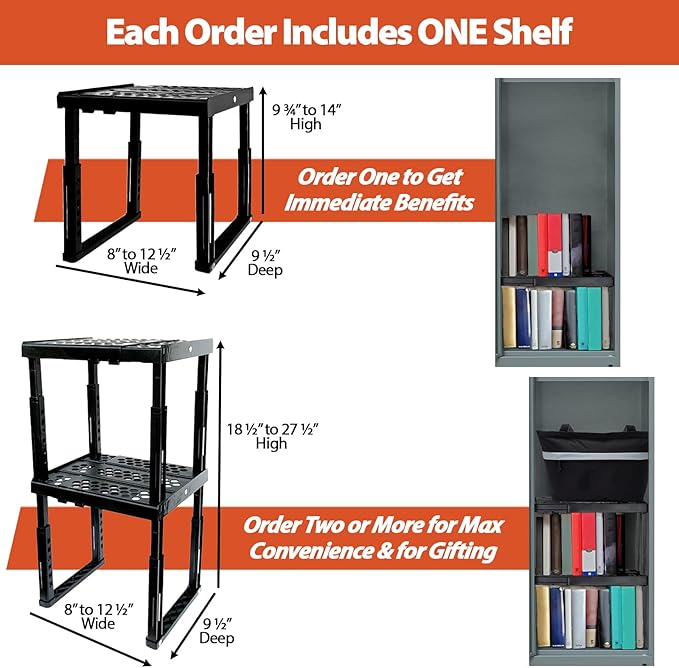 Piffny Locker Organizer Shelf， Adjustable Width and Height, Ideal Locker Shelf - Image 4