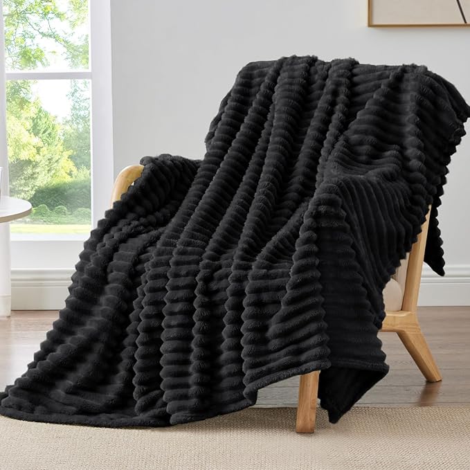 BEDELITE Fleece Black Throw Blanket by BEDELITE