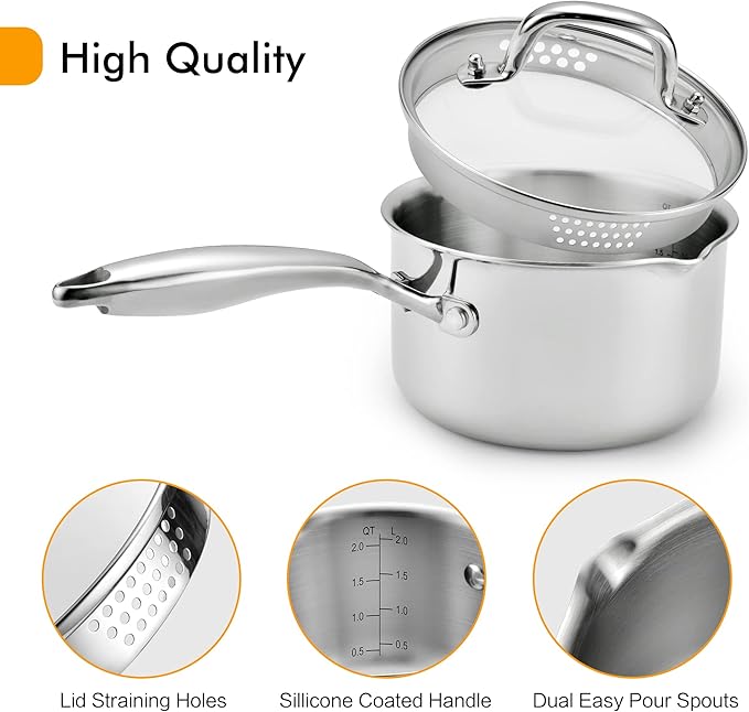 Cyrosa 3.5 Quart Stainless Steel Saucepan - Image 3