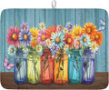 Vintage Floral Dish Drying Mat for Kitchen Counter Rustic Flower Vases Wooden by Unknown