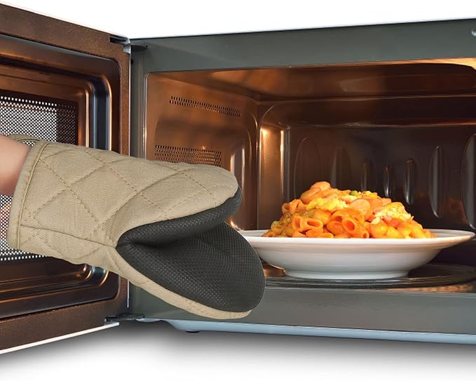 Short Oven Mitts, Heat Resistant 500°F, Silicone Grip Kitchen Gloves, Non-Slip - Image 7