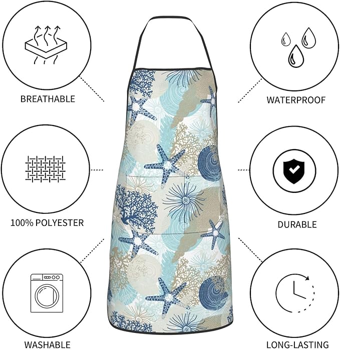 Nautical Coastal Oven Mitts Pot Holders Cooking Apron Set of 5 Silicone - Image 5